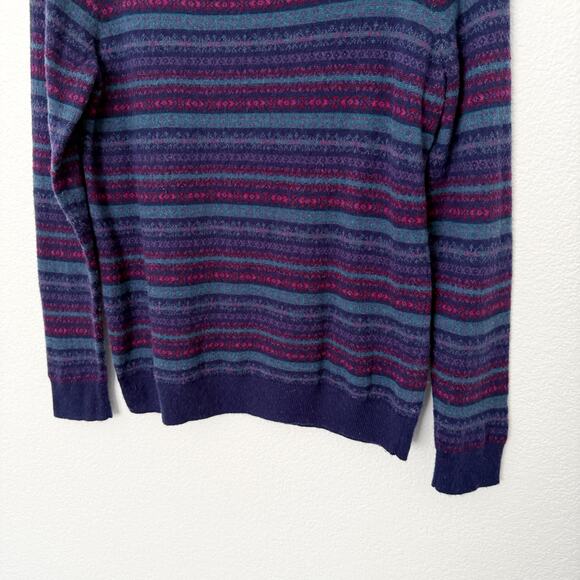 [Talbots] Purple Wool Blend Striped Nordic Fair Isle Sweater Sz Medium Petite MP - Picture 8 of 10